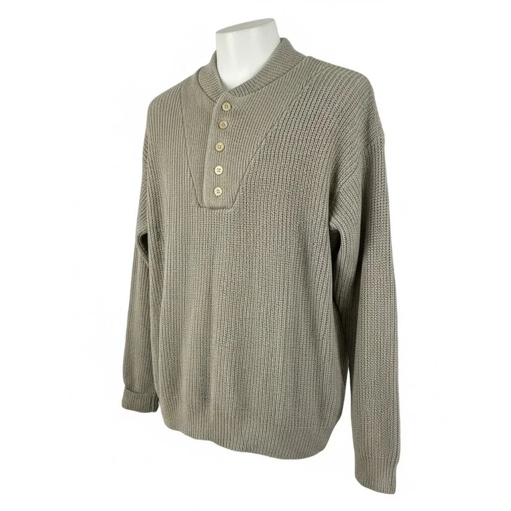 Guide Gear Men’s Silk Cotton Henley Sweater Tan Size XL